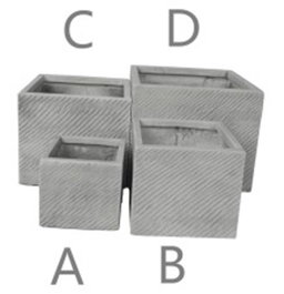 DKD Home Decor Macetero Terraza Y Jardin Gris 37 x 31.5 x 37 cm Set de 4