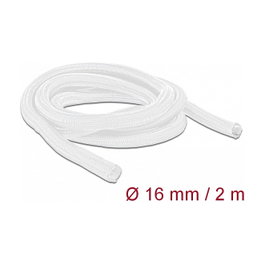 DeLOCK 20699 Funda trenzada con cierre automático, 2 m x 16 mm, Blanco