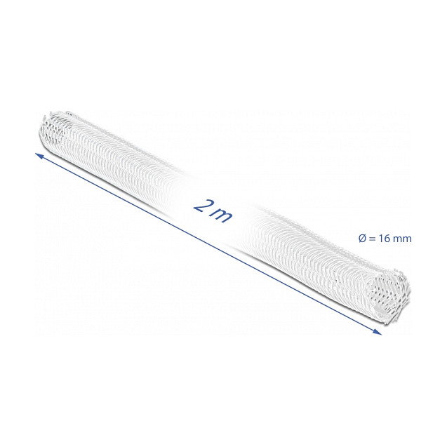 DeLOCK 20699 Funda trenzada con cierre automático, 2 m x 16 mm, Blanco