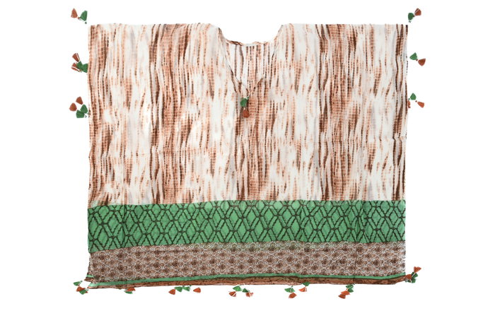 DKD Home Decor Kaftan Mediterraneo Marron Verde Algodon 180 x 90 cm (4 Unidades)