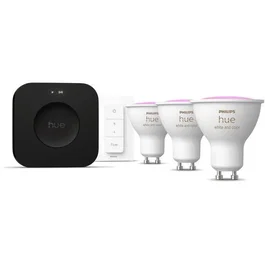 Philips Hue White and Color Ambiance Starter Kit con 3 bombillas GU10, Bridge Pro e interruptor