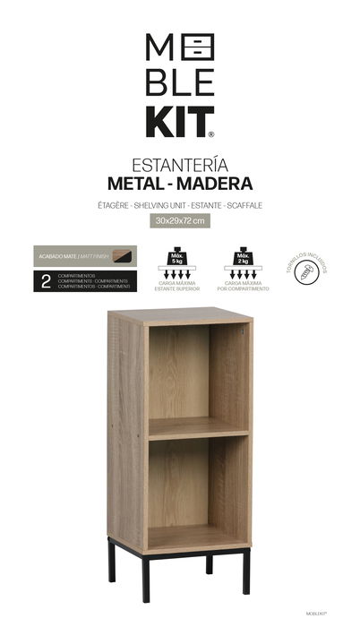 Inde Estantería Cubo 2 Compartimentos Pata Metal 30x29x72 cm (3 Unidades)