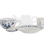 DKD Home Decor Set de 3 Teteras FINISTERRE de Cristal y Porcelana Blanco y Azul