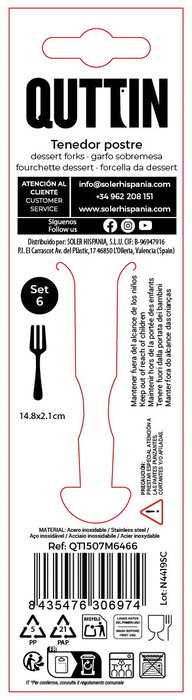 Inde Set 6 Tenedores Postre Moma 1.5mm 14.8x2.1cm (12 Cajas) Inde Set 6 Tenedores Postre Moma 1.5mm 14.8x2.1cm (12 Cajas)