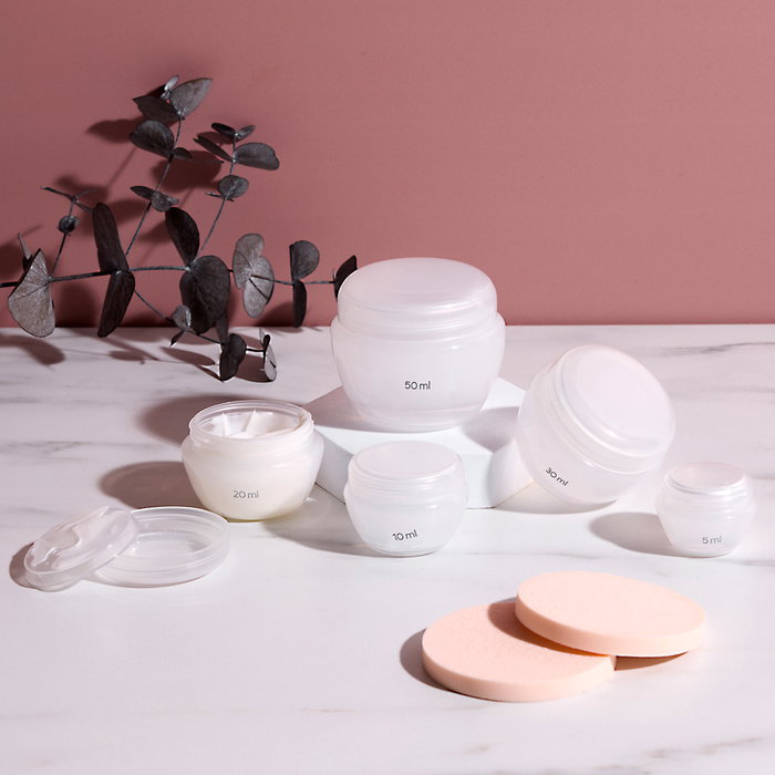 Cosmetic Club Juego De 5 Botes Para Maquillaje Con Tapa De Rosca 5ml 10ml 20ml 30ml 50ml