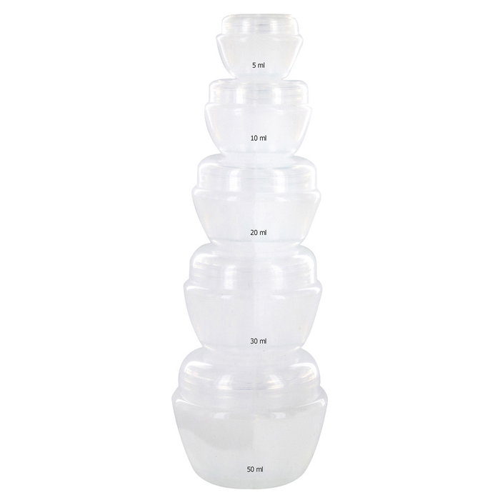 Cosmetic Club Juego De 5 Botes Para Maquillaje Con Tapa De Rosca 5ml 10ml 20ml 30ml 50ml