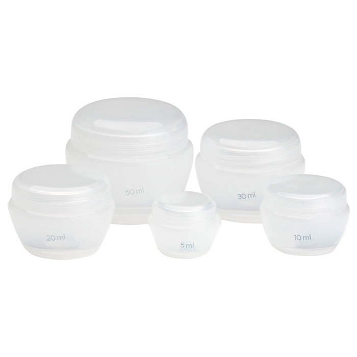 Cosmetic Club Juego De 5 Botes Para Maquillaje Con Tapa De Rosca 5ml 10ml 20ml 30ml 50ml