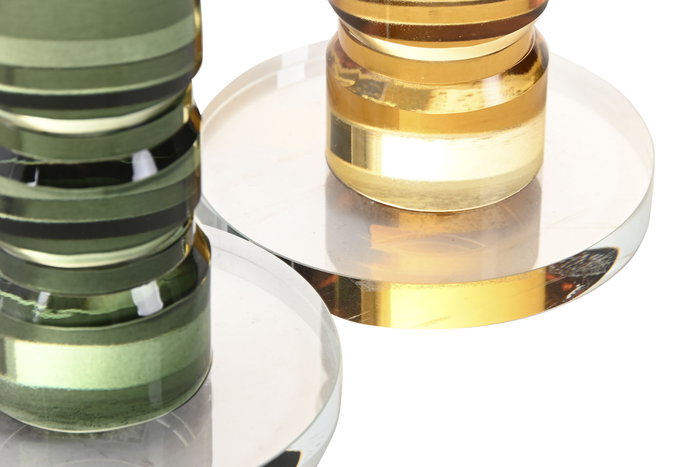 DKD Home Decor Candelabros de Cristal Surtido Verde y Mostaza
