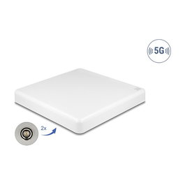DeLOCK Antena Direccional 81465 5G/LTE MIMO para Exterior, 9 dBi, Frecuencia 0.698-5 GHz, 2 Conectores N Hembra, Montaje Pared/Poste, IP67, Blanco