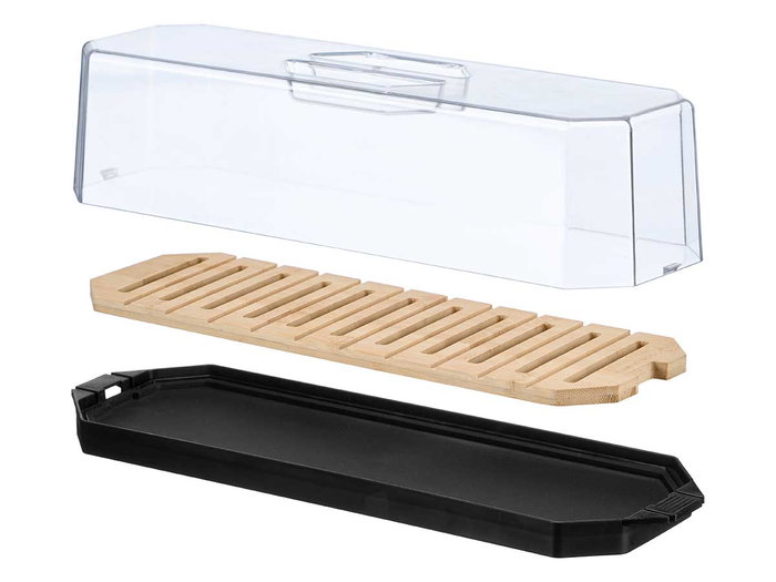 Kinvara Panera Individual Negra 40x9x12 cm Plástico (PP, PS), Bambú (Set de 12)