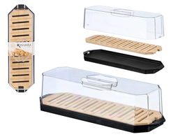 Kinvara Panera Individual Negra 40x9x12 cm Plástico (PP, PS), Bambú (Set de 12)