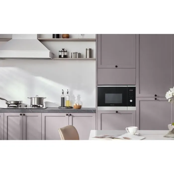 Continental Edison Microondas de empotrar 25L Acero inoxidable negro