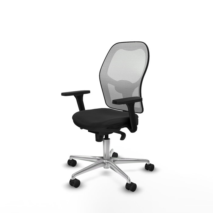 PIQUERAS Y CRESPO Silla de oficina Jorquera con mecanismo Sincro, Similpiel Negro y Malla Blanca