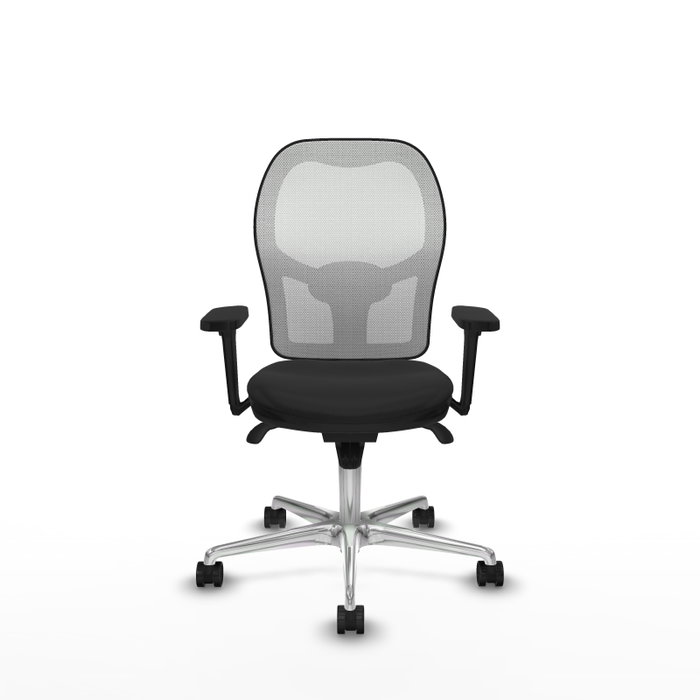 PIQUERAS Y CRESPO Silla de oficina Jorquera con mecanismo Sincro, Similpiel Negro y Malla Blanca
