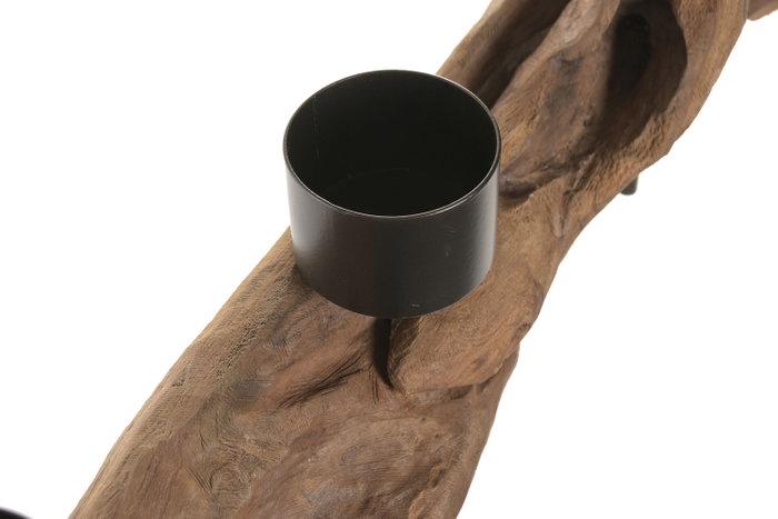 DKD Home Decor Portavelas Teca y Hierro Hecho a Mano DKD Home Decor Portavelas Teca y Hierro Hecho a Mano