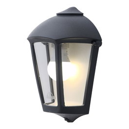 Fumagalli Farol de Pared Fabio Rectangular Negro con Cristal Transparente, Casquillo E27, IP55, Resina UV, 215x120x290 mm