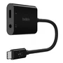 Belkin NPA004BTBK Hub USB-C a Conector de Auriculares 3.5mm y USB-C con Carga Power Delivery 60W - Adaptador USB 3.2 Gen 1 Tipo-C Negro (19.6 cm)