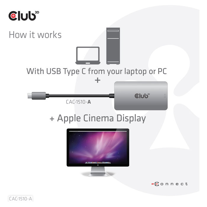 Club 3D CAC-1510-A Adaptador USB 3.2 Tipo C a DVI-D Club 3D CAC-1510-A Adaptador USB 3.2 Tipo C a DVI-D