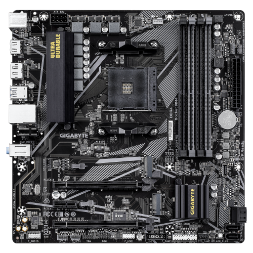 Gigabyte B550M DS3H R2 Placa base - AMD Ryzen 5000 Series, DDR4 (O.C.) hasta 4733 MHz, 1x M.2 PCIe 4.0 + 1x M.2 PCIe 3.0, LAN 1 GbE, USB 3.2 Gen 1