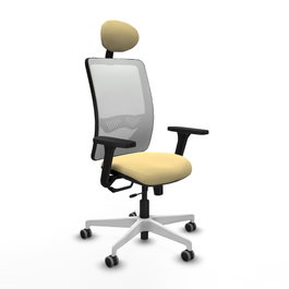 PIQUERAS Y CRESPO Silla de oficina Zulema con Mecanismo Sincro/Traslack, Crema y Blanco