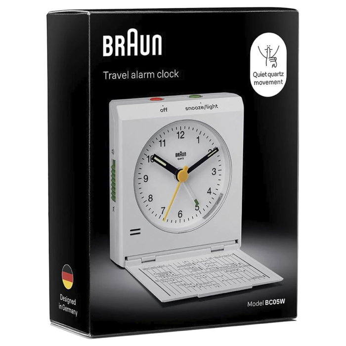 Braun BC 05 W Reloj Despertador Analógico Plegable Blanco