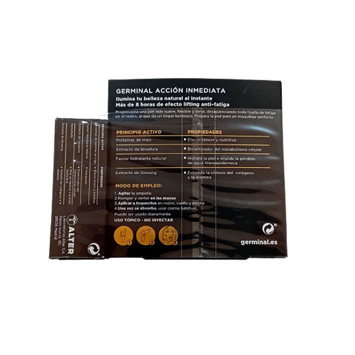 Germinal Ampollas Acción Inmediata Efecto Lifting 8h, Luminosidad Rejuvenecedora, Kit Lote 7 Piezas (5 Ampollas Flash + 2 Ampollas Doble Efecto)