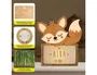 Wondee Lampara Infantil Personalizable Little Fox de Madera Sostenible para Niños, Luz Nocturna Quitamiedos con Nombre