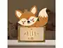 Wondee Lampara Infantil Personalizable Little Fox de Madera Sostenible para Niños, Luz Nocturna Quitamiedos con Nombre