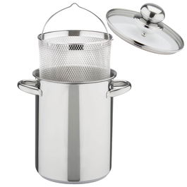 GSW Olla Espárrago Inducción GSW Diámetro 16 cm Acero Inoxidable 18/8 con Cesta Escurridora (6 Unidades) Capacidad 4.2L Colección Spargeltopf