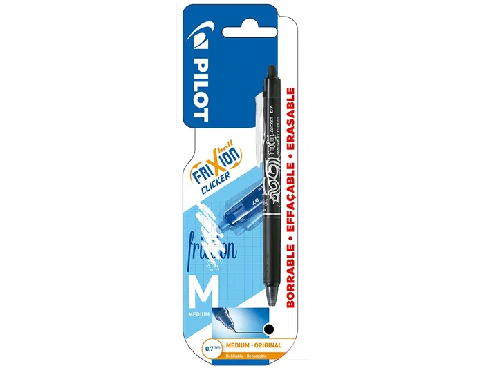 Pilot Bolígrafo Frixion Clicker Borrable Punta Media 0,7 mm Negro en Blister