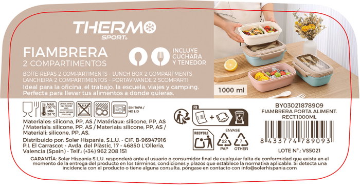 Thermosport Fiambrera Porta Alimentos Rectangular 1000ml