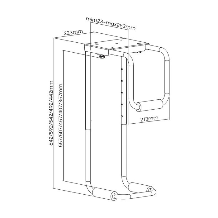 Aisens MPC08-337 Soporte para CPU ajustable debajo de escritorio