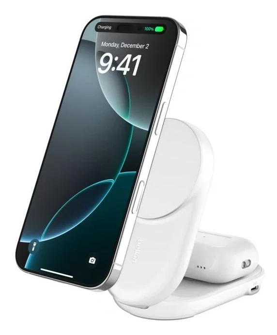 Belkin UltraCharge 2-in-1 Plegable con Qi2 25W - Blanco
