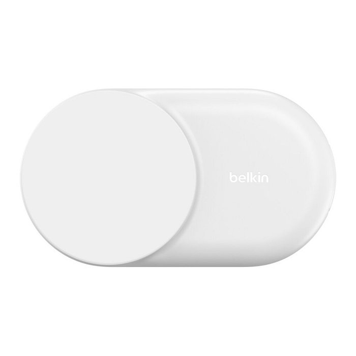 Belkin BOOSTCHARGE Cargador Inalámbrico Qi2 2 en 1 para iPhone y Reloj Inteligente, 25W, Cable USB-C 1.5 m, Blanco