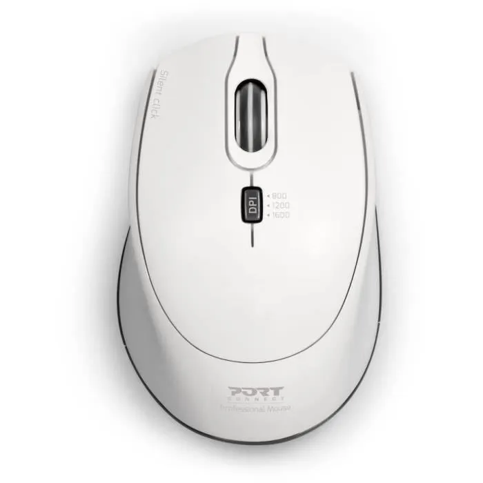 Port Designs Ratón Óptico Inalámbrico Silent Port Connect, Conexión USB/USB-C 2.4 GHz, Blanco