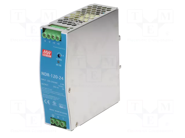 MEAN WELL NDR-120-24 120W 24VDC 5A Slim para Carril DIN