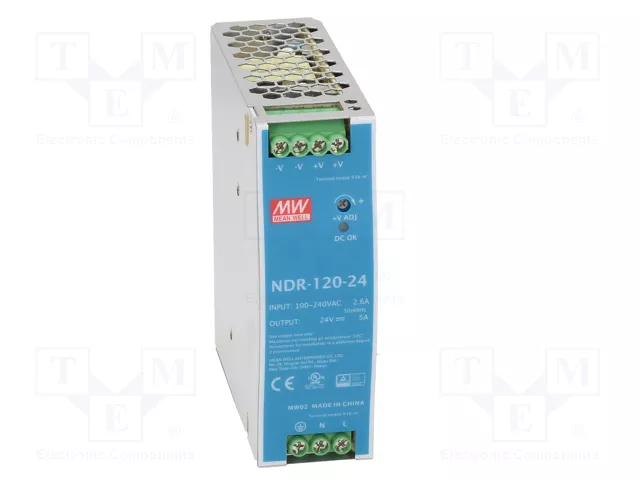 MEAN WELL NDR-120-24 120W 24VDC 5A Slim para Carril DIN
