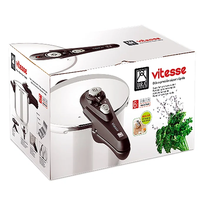 Bra A185104 Olla a presión rápida Vitesse 9L Ø24cm acero inoxidable 18/10 apta inducción