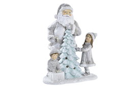 DKD Home Decor Figura de Navidad Moderna con LED Gris