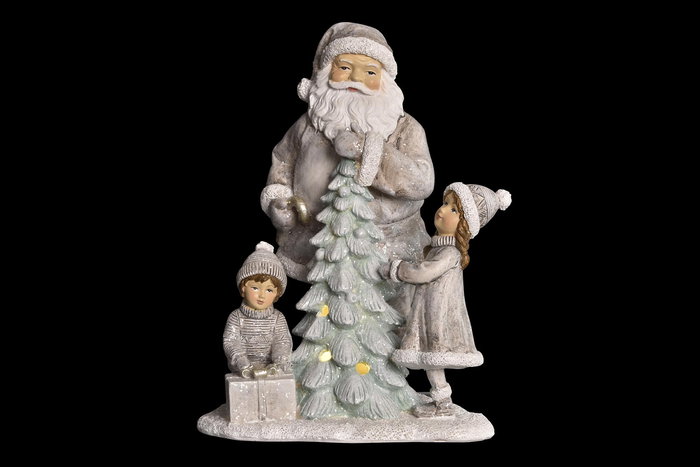 DKD Home Decor Figura Navidad Moderna Gris Marron Resina Led Purpurina 13 x 19.5 x 14.5 cm DKD Home Decor Figura Navidad Moderna Gris Marron Resina Led Purpurina 13 x 19.5 x 14.5 cm