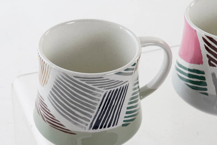 DKD Home Decor Pack de 12 Tazas de Gres Moderno Multicolor de 385 ml DKD Home Decor Pack de 12 Tazas de Gres Moderno Multicolor de 385 ml