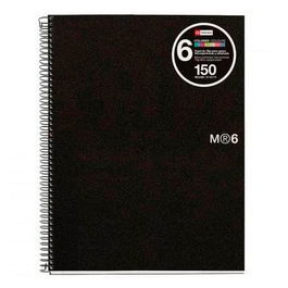 Miquelrius Cuaderno Espiral A4 150H 70 gr 5x5 mm Microperforado 4 Taladros Tapa Negra