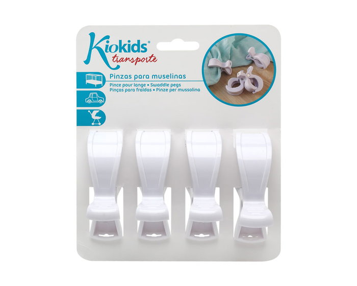 KioKids Pinzas Para Muselinas Blanco 4 Unidades