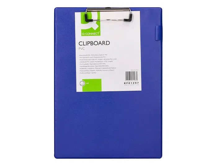 Q-connect Portanotas Miniclips PVC Din A4 Azul