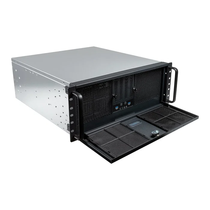 Unykach UK4339H Caja Rack 4U 19" para Servidor, Compatible con ATX, USB 3.0 y USB-C, Filtro Antipolvo, 3 Bahías 3.5" y 3 Bahías 2.5", Soporte para Refrigeración Líquida