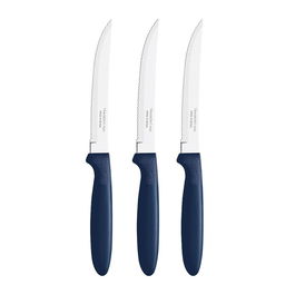 Tramontina Cuchillos de Asado Ipanema Azul 21,3 cm 3 uds Acero Inoxidable Mango Polipropileno
