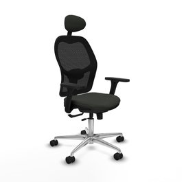 PIQUERAS Y CRESPO Silla de oficina Jorquera con mecanismo Sincro/Traslack y Brazos 3D, Negro