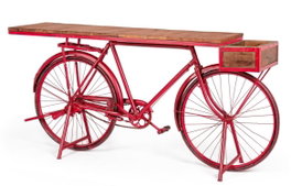 DKD Home Decor Consola de Hierro y Mango con Bicicleta Antigua Rojo