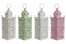 DKD Home Decor Farola Oriental Blanco Blanco Roto 10 x 30 x 10 cm (4 Unidades)