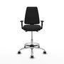 PIQUERAS Y CRESPO Taburete Elche AS en similpiel negro con brazos 1D y base cromada